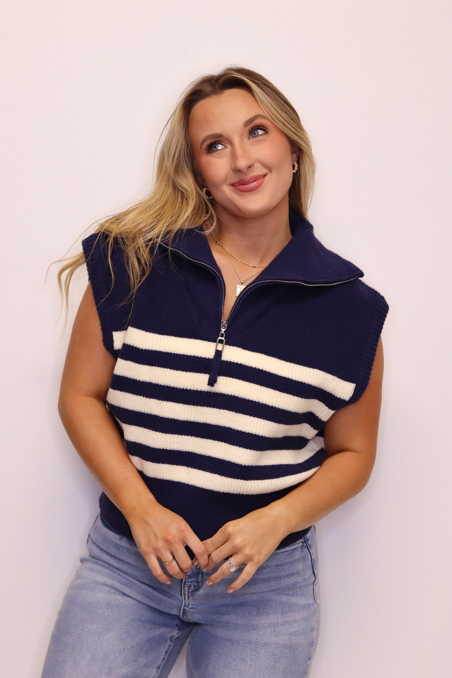 Claire Striped Zip Up