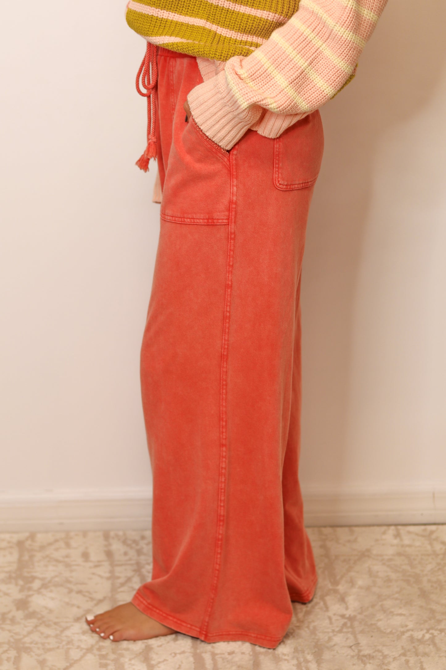 Nala Terry Knit Pants - Fusion Coral