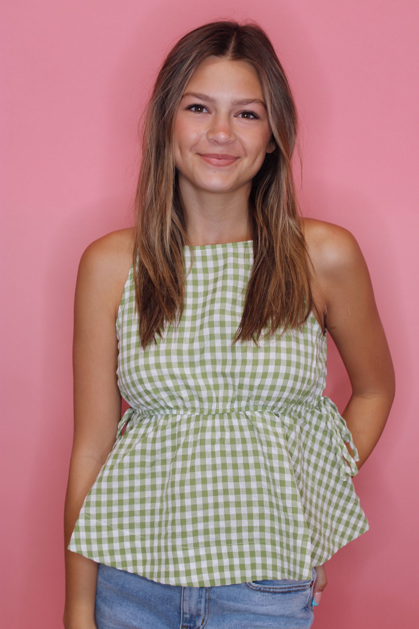 Savannah Gingham Baby doll Top