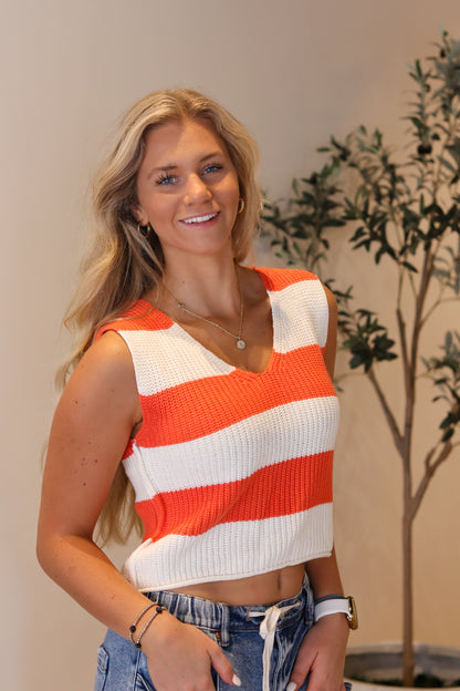 Varsity Stripe Top - Orange