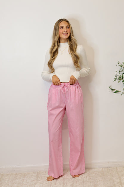 Dana Striped Pants - Pink & White