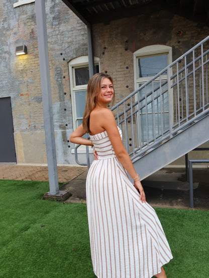 Anniston Striped Linen Midi Dress