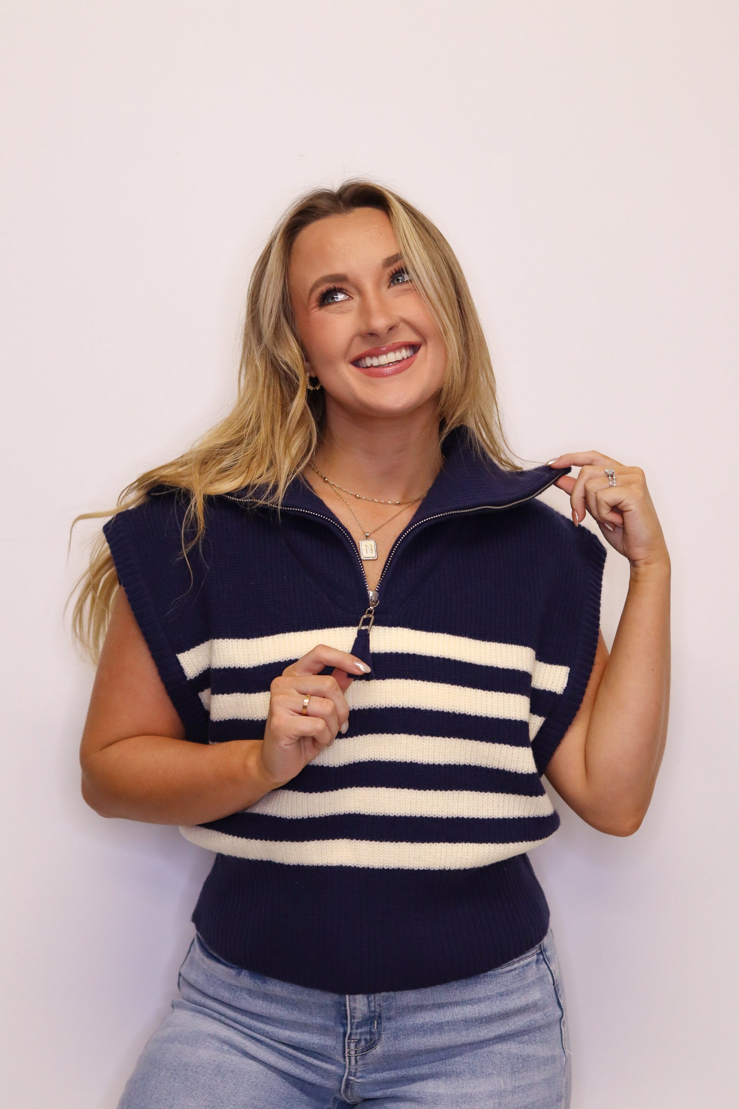 Claire Striped Zip Up