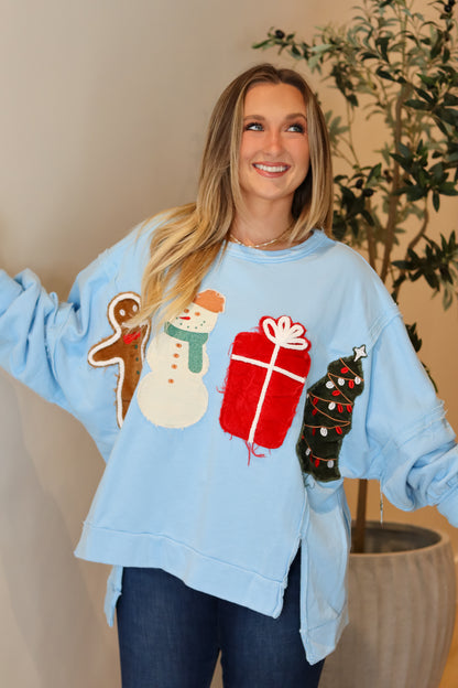 Corduroy Christmas Patch Top