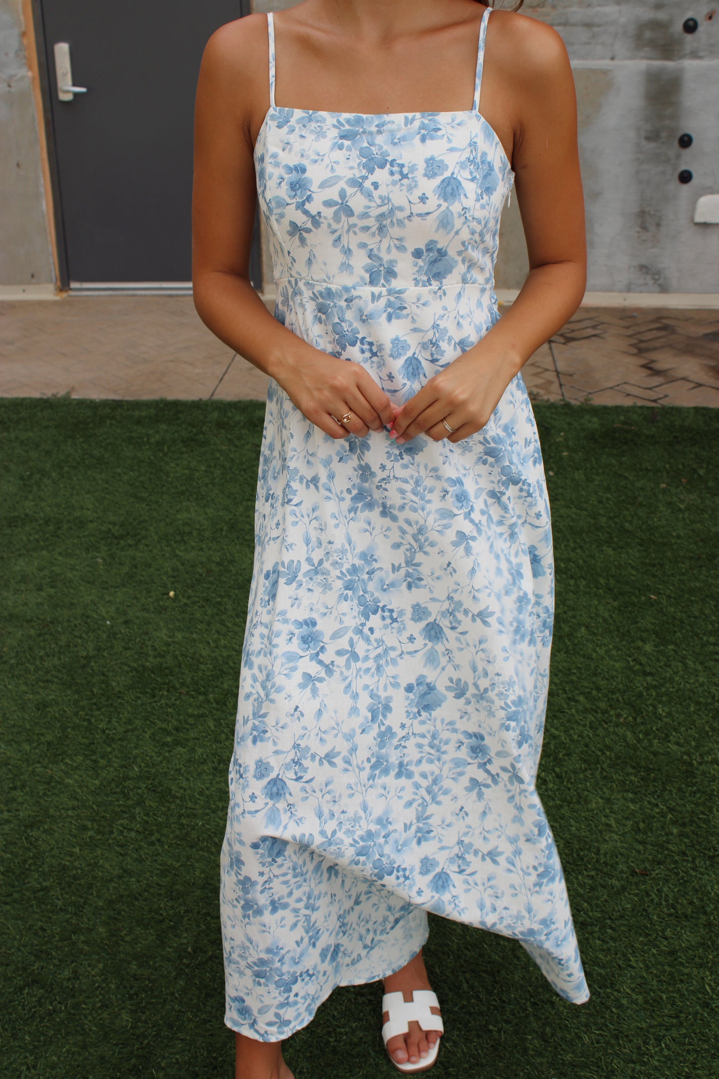 Bridgerton Watercolor Floral Midi Dress