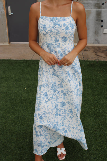 Bridgerton Watercolor Floral Midi Dress
