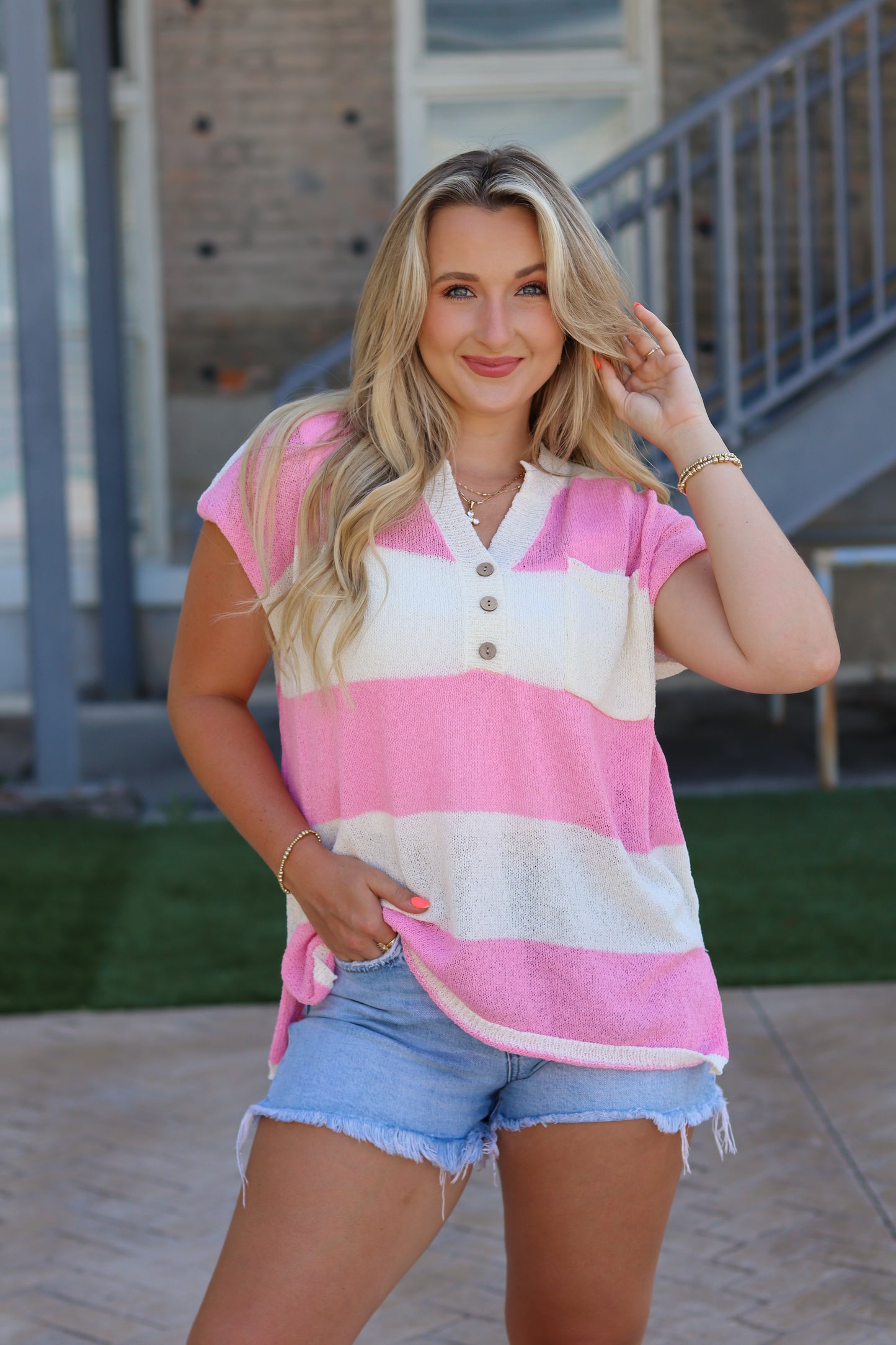 Emerald Coast Knit Top - Pink