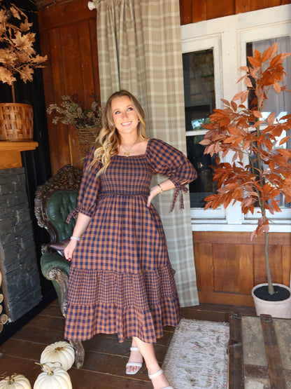 Livvy Checkered Midi Dress