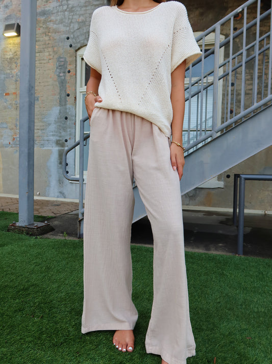 Iris Flowy Pants - Beige