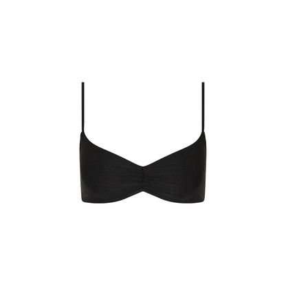 Gathered Mini Crop Bikini Top - Twilight Black