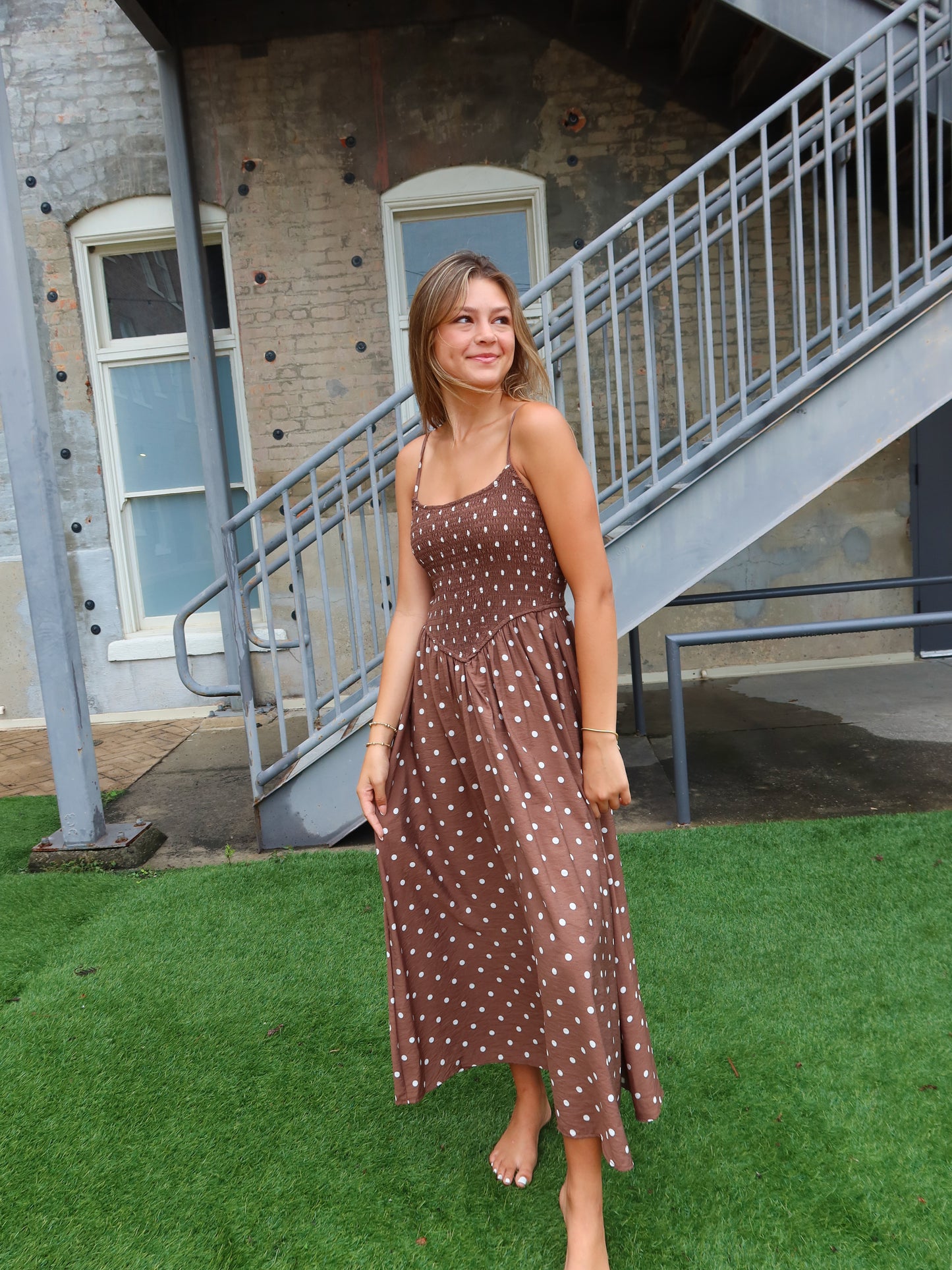 Lenora Polka Dot Midi Dress