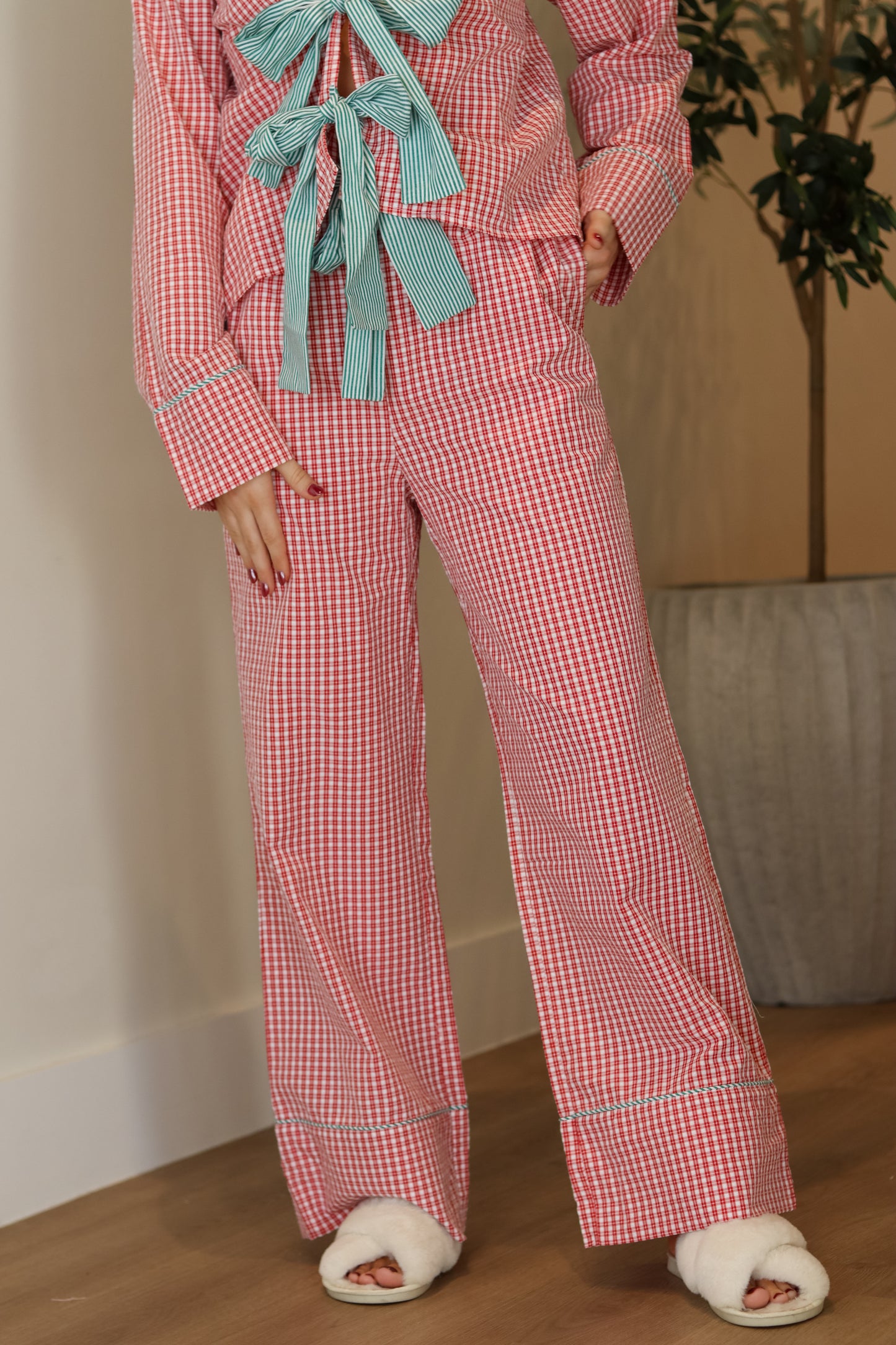 Gingham Checker Christmas PJs