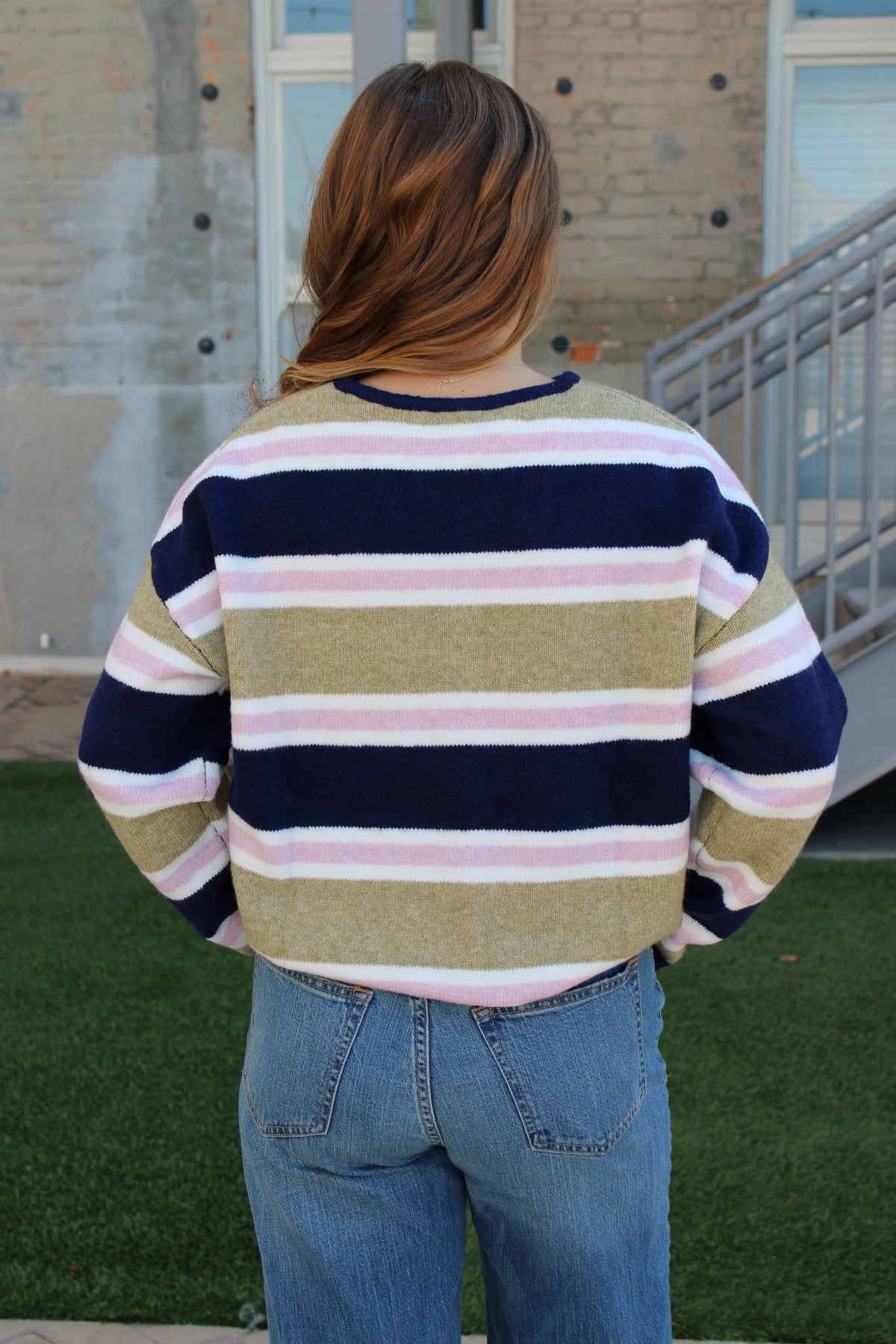 Rory Striped Cardigan - Navy