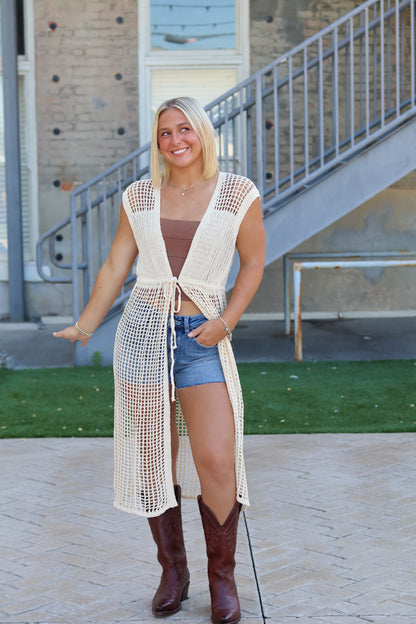 Riviera Knit Tie Coverup - Natural
