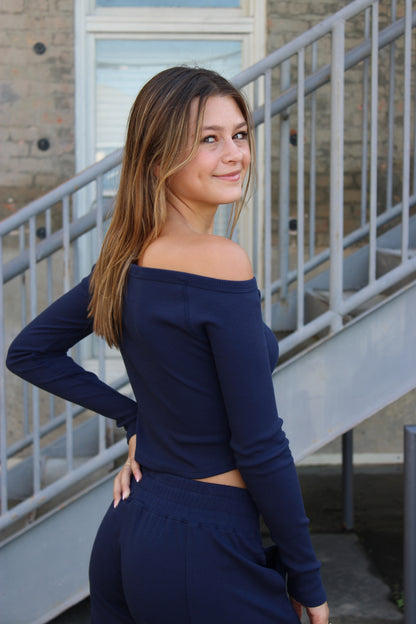 Reese Knit Long Sleeve - Navy