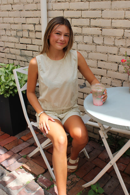 Matcha Girl Gingham Short Set