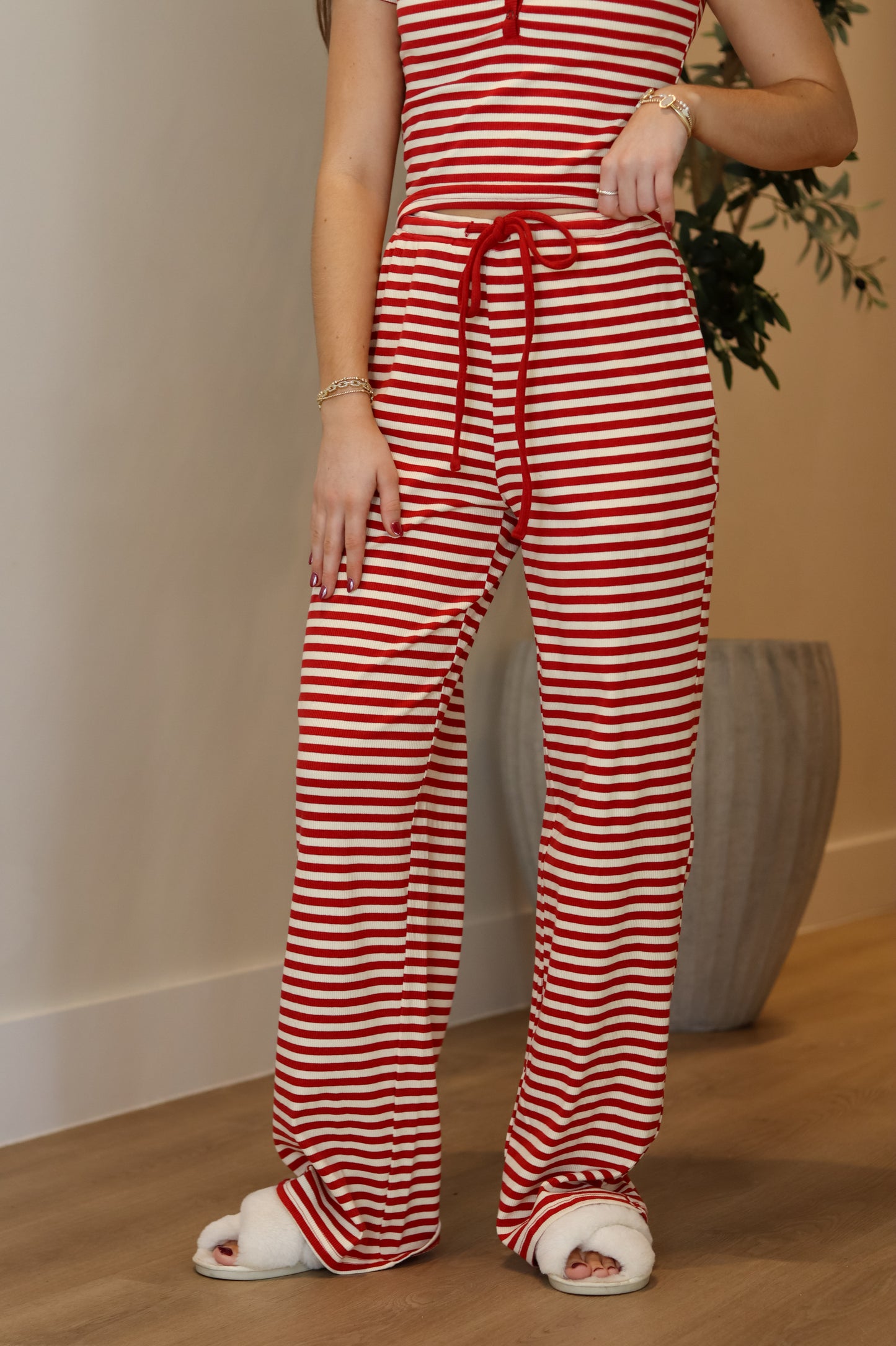 Lottie Striped Pants - Ruby