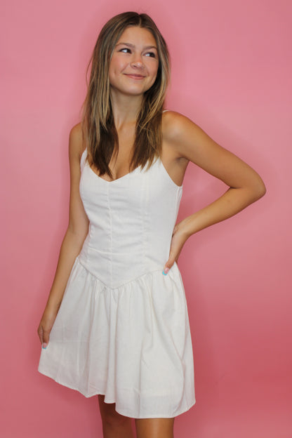 Rosalie Basque Waist Mini Dress