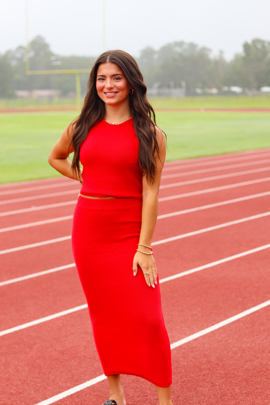 Lara Maxi Skirt Set - Red