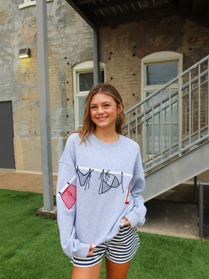 Just Beachy Crewneck - Heather Grey