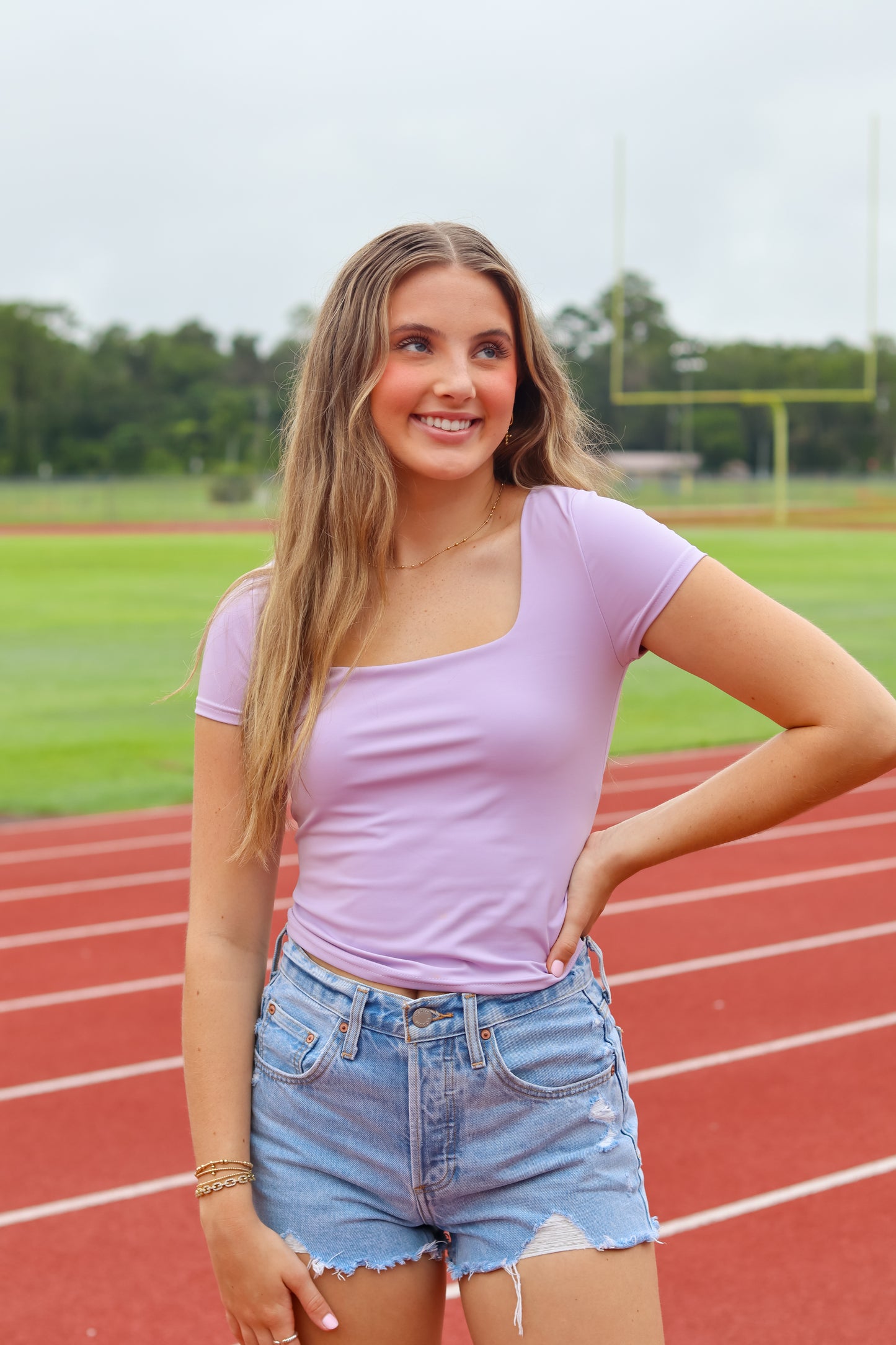 Nova Square Neck Top - Lilac