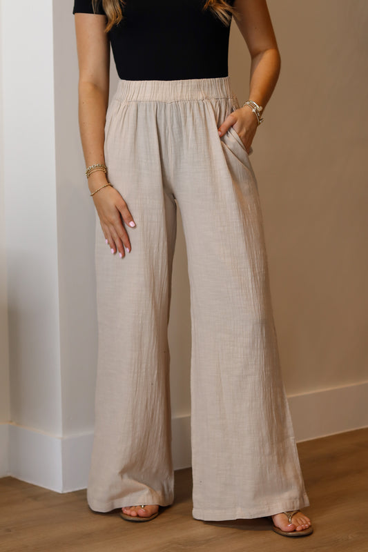 Iris Flowy Pants - Beige
