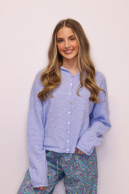 Stay Easy Cardigan - Sky Blue