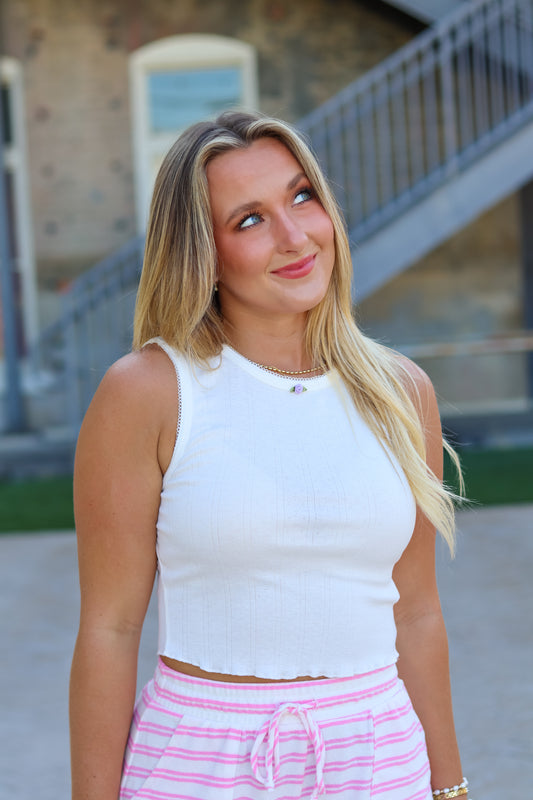 Belly Lace Trimmed Tank