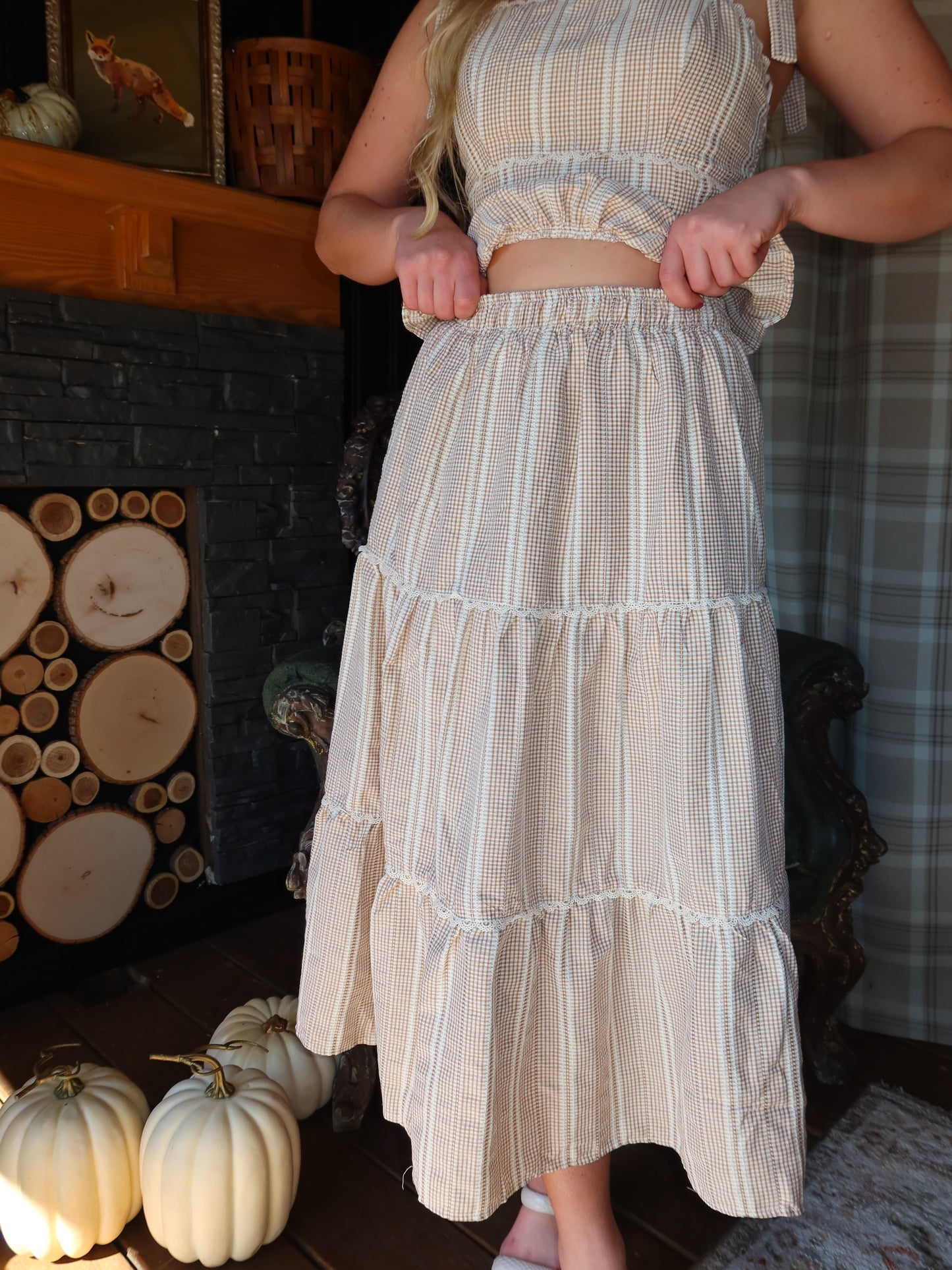 Mable Gingham Midi Skirt