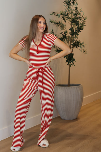 Lottie Striped Pants - Ruby