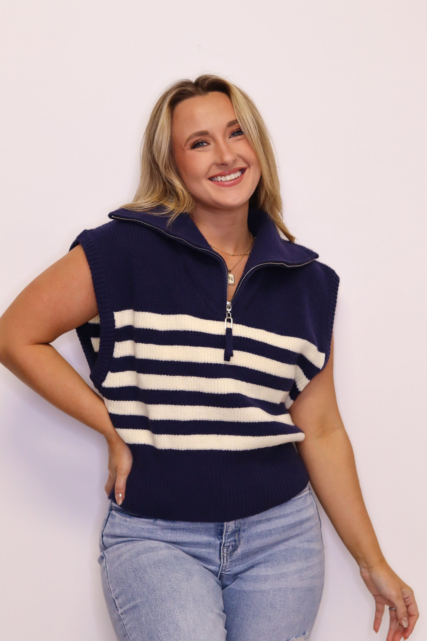 Claire Striped Zip Up