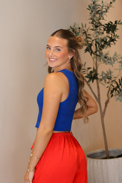 Lara Cropped Knit Top - Royal Blue