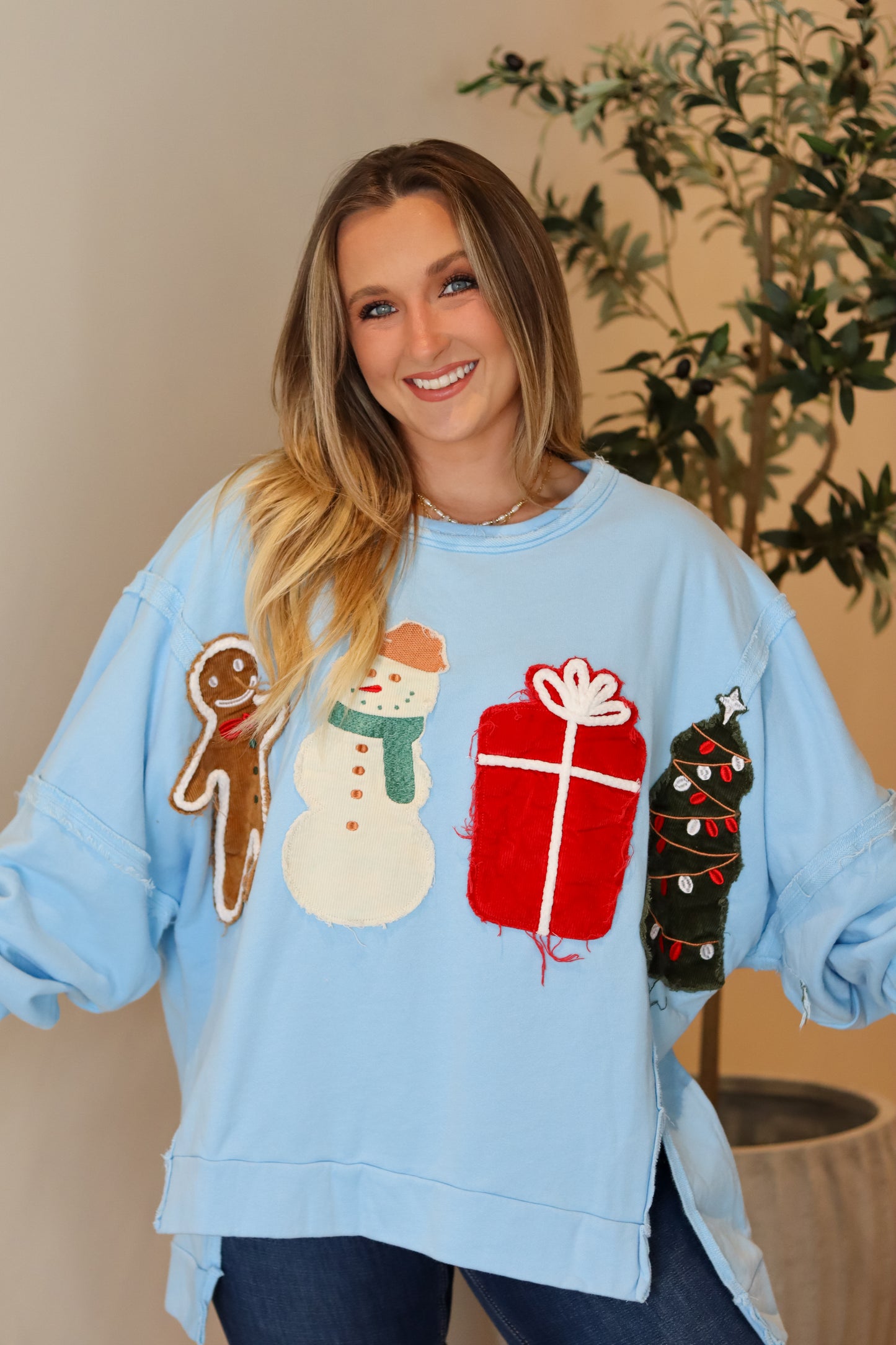 Corduroy Christmas Patch Top