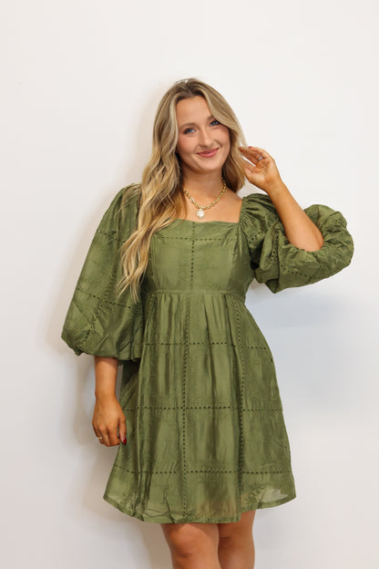 Ellie Eyelet Puff Sleeve Dress