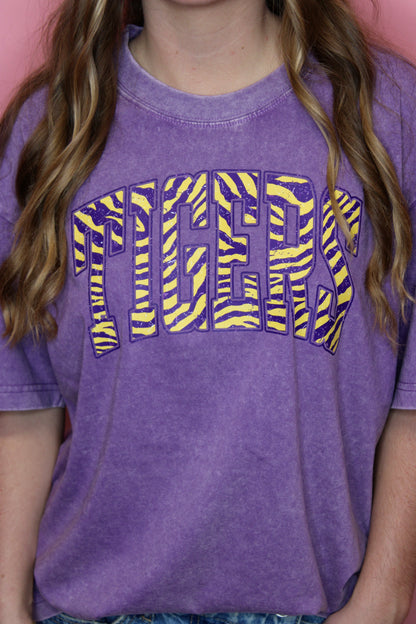 Tigers Vintage Washed Purple Tee
