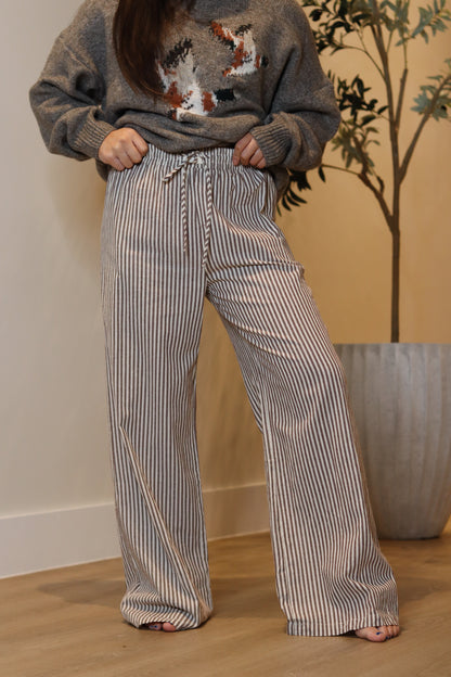 Kenna Striped Pants - Brown
