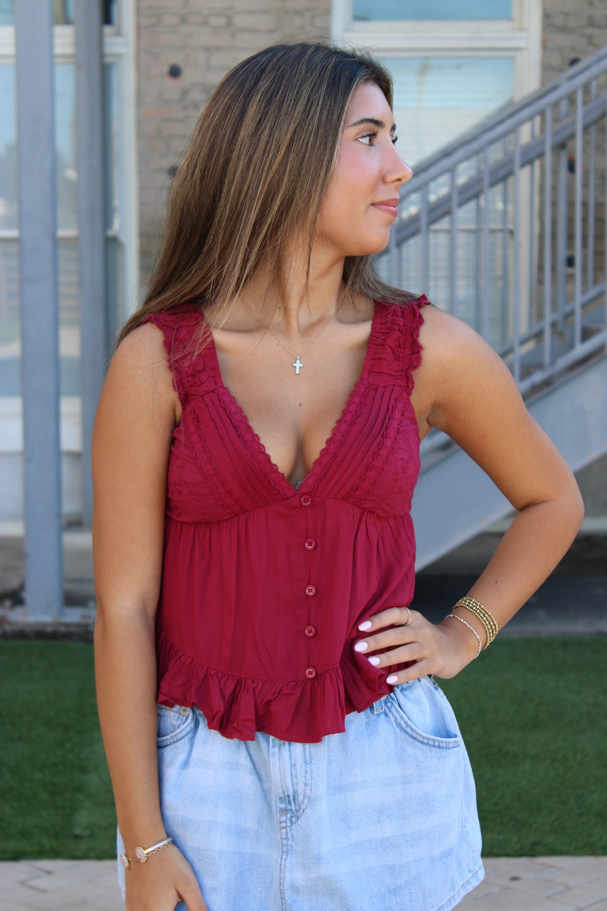 Lenora Lace Trim Top