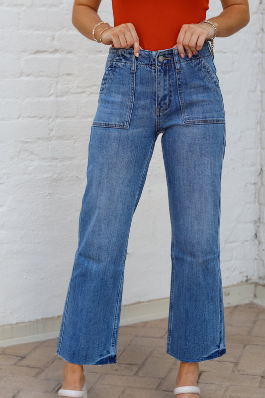 Halleigh High Rise Cropped Utility Jeans