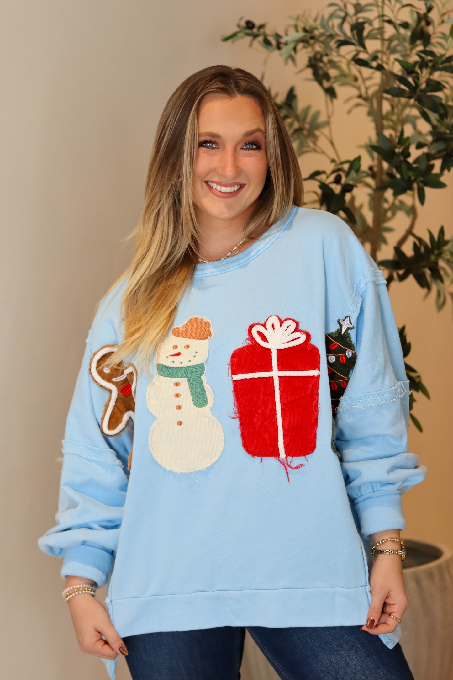 Corduroy Christmas Patch Top