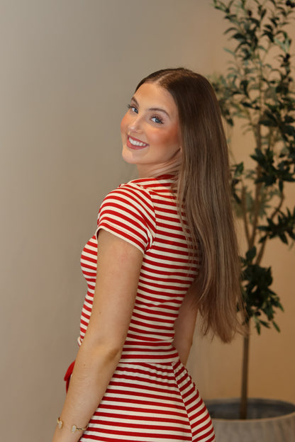 Lottie Striped Top - Ruby