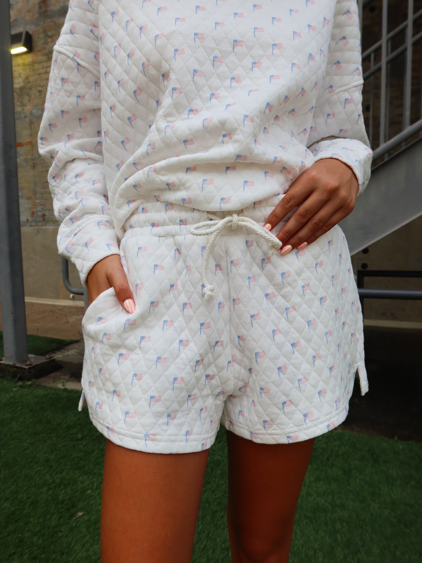 American Flag Quilted Shorts