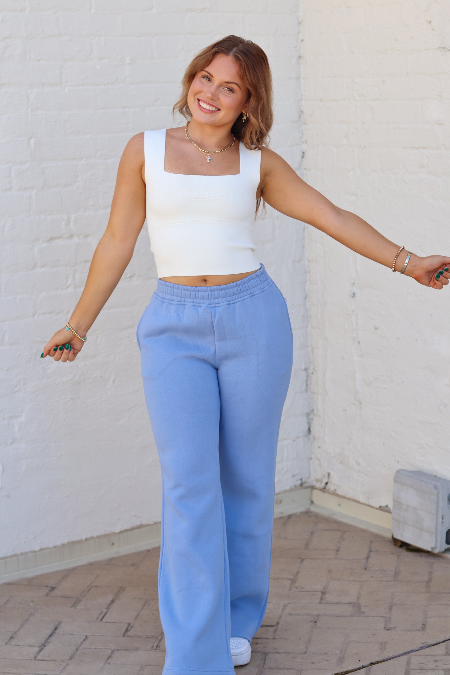 Wide Leg Basic Sweatpant - Moody Sky