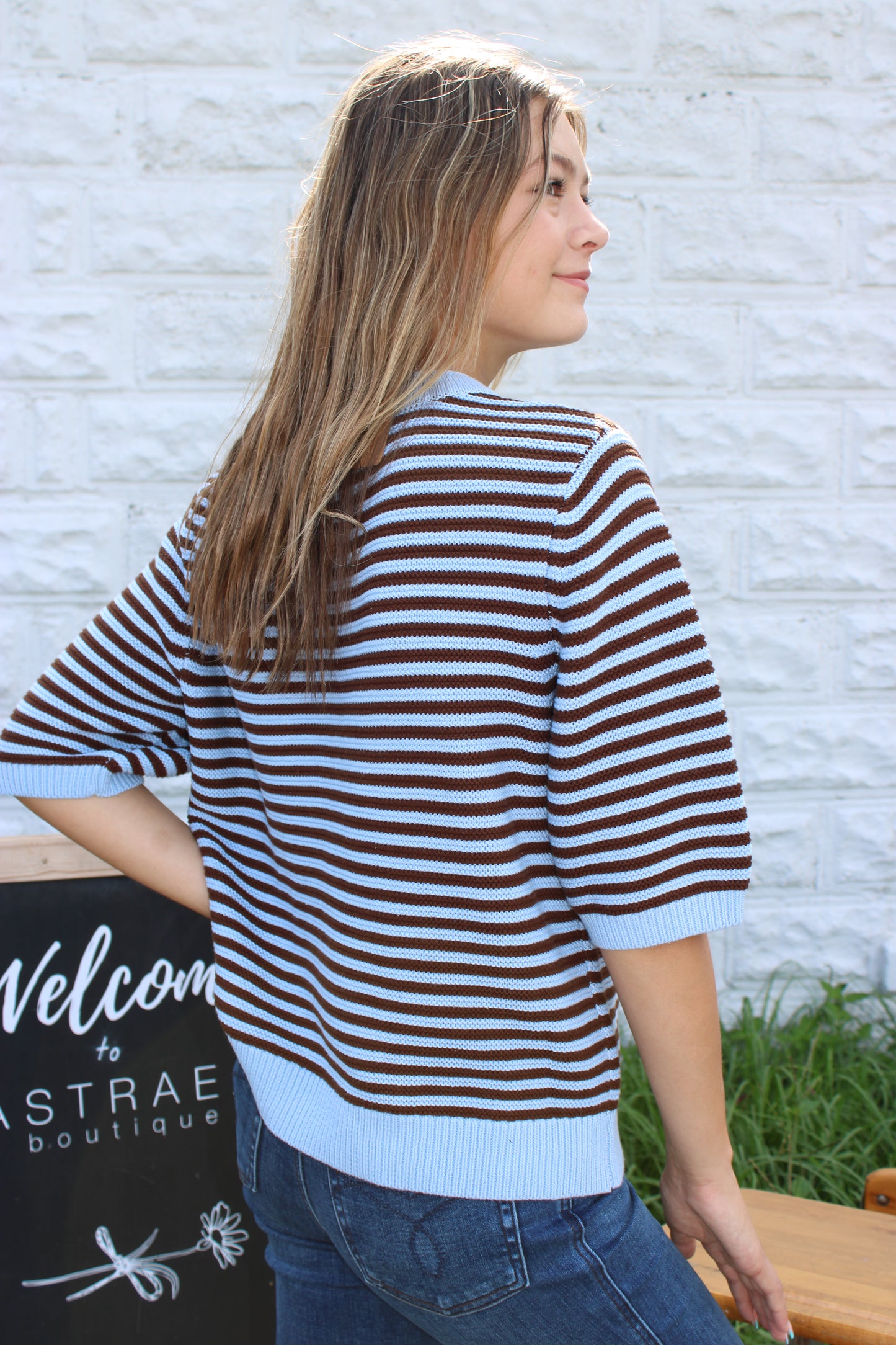 Inez Striped Crew Neck