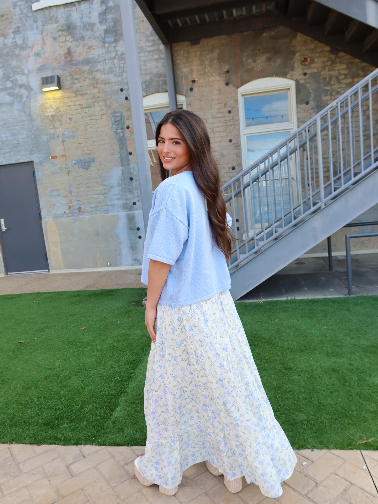 Briar Sweater Top - Baby Blue