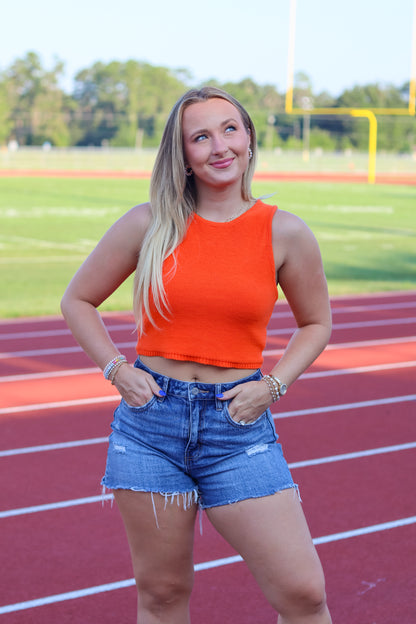 Lara Cropped Knit Top - Orange