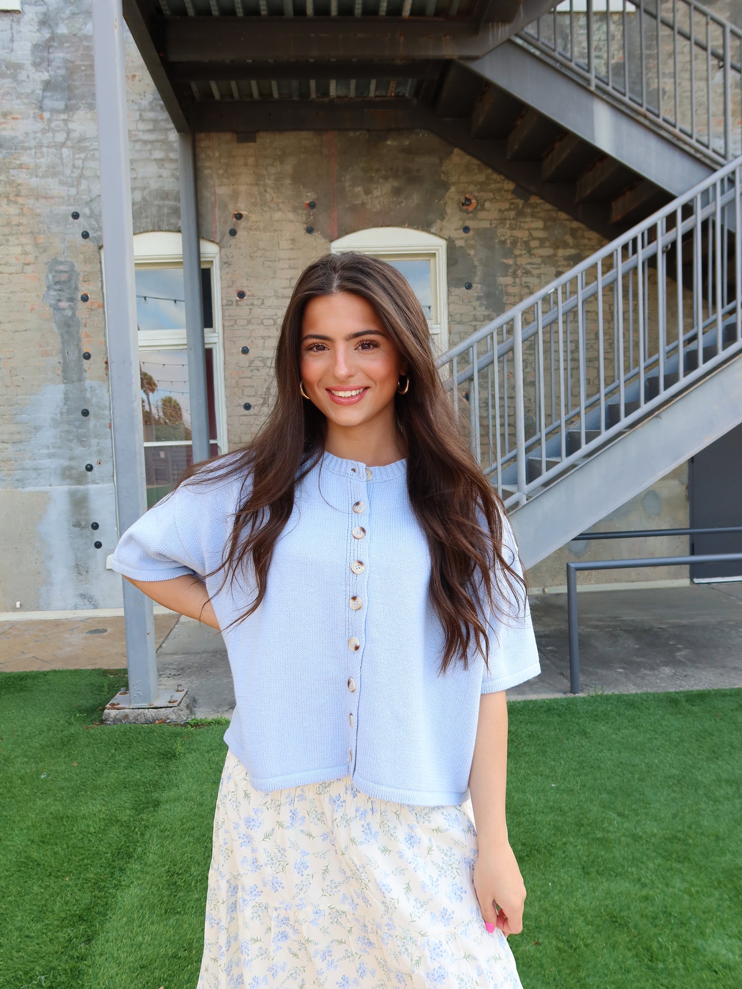 Briar Sweater Top - Baby Blue