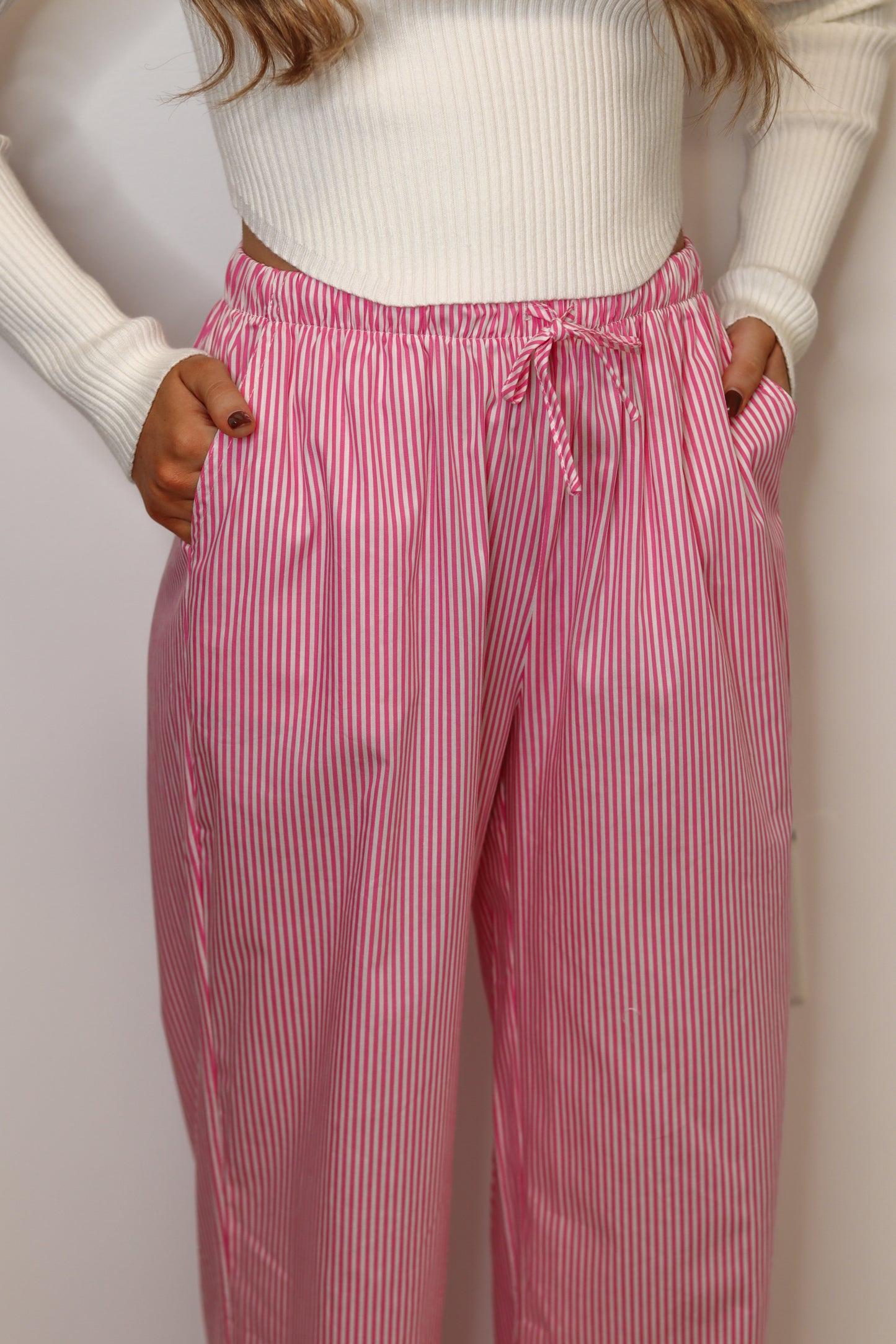 Dana Striped Pants - Pink & White