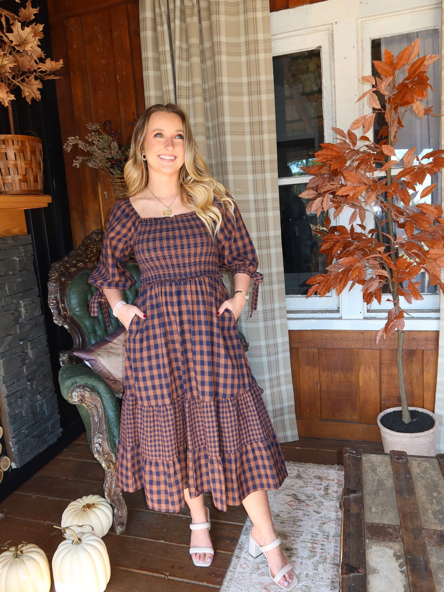 Livvy Checkered Midi Dress