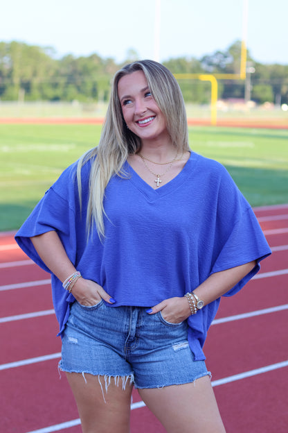 Vienna V-Neck Top - Blue