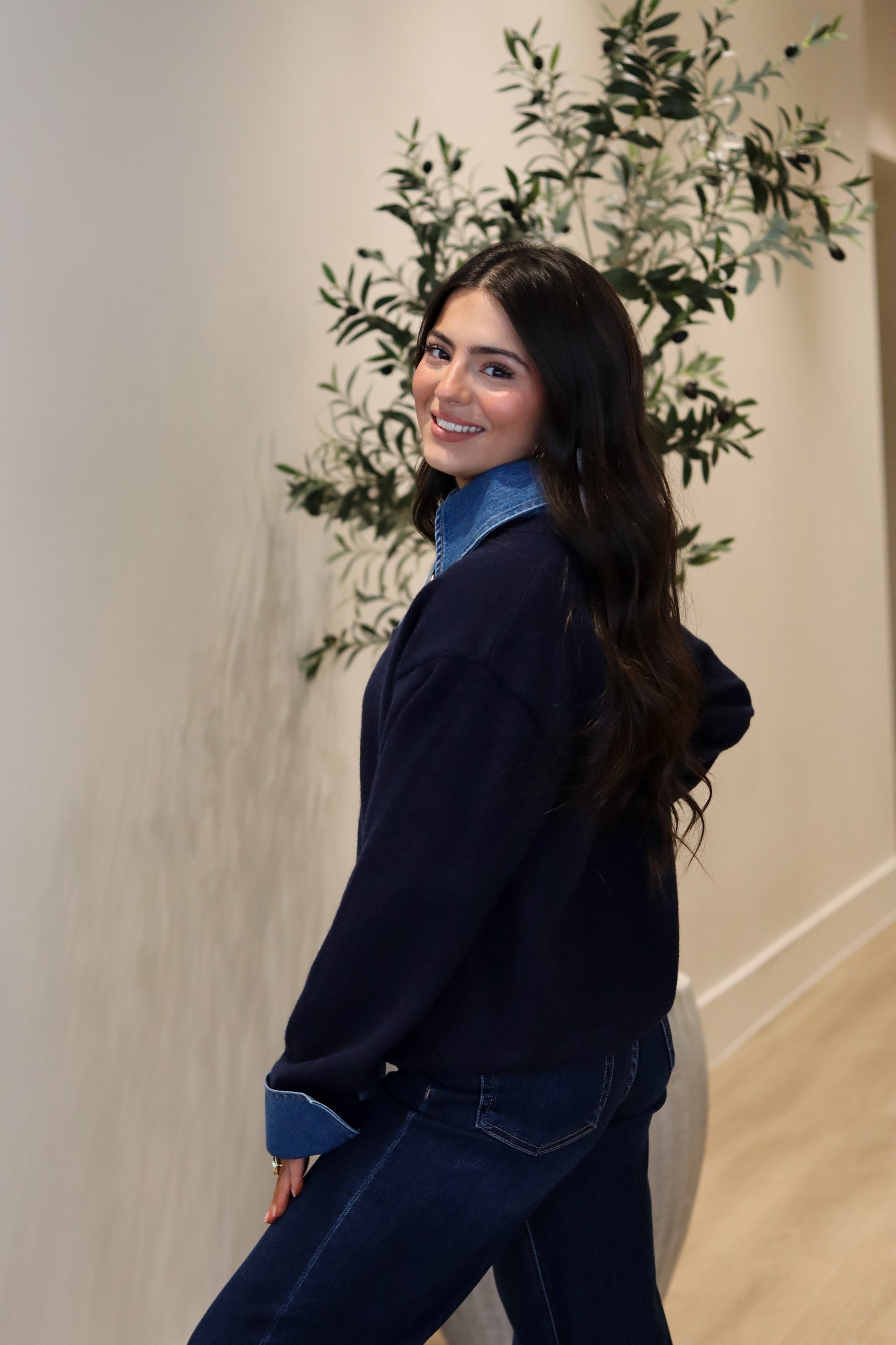 Londyn Denim Collared Sweater